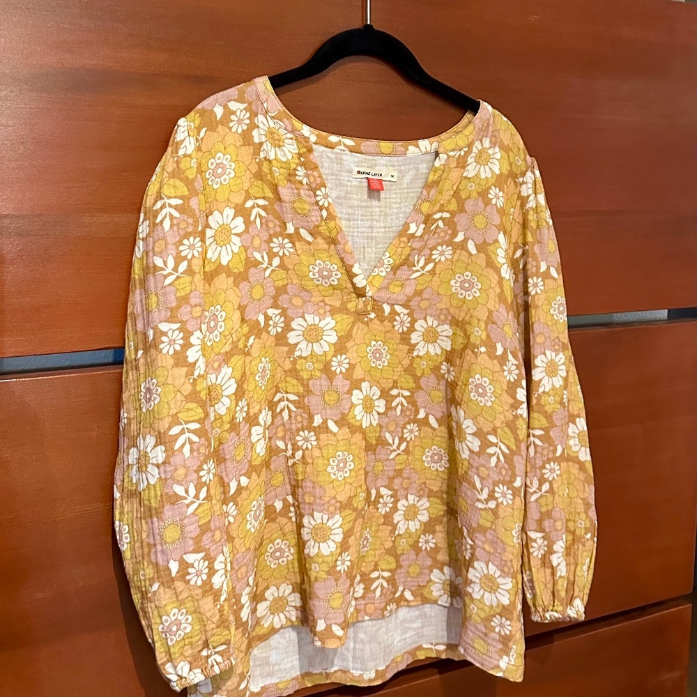 Marine Layer Jamie V Neck Cotton Gauze Top